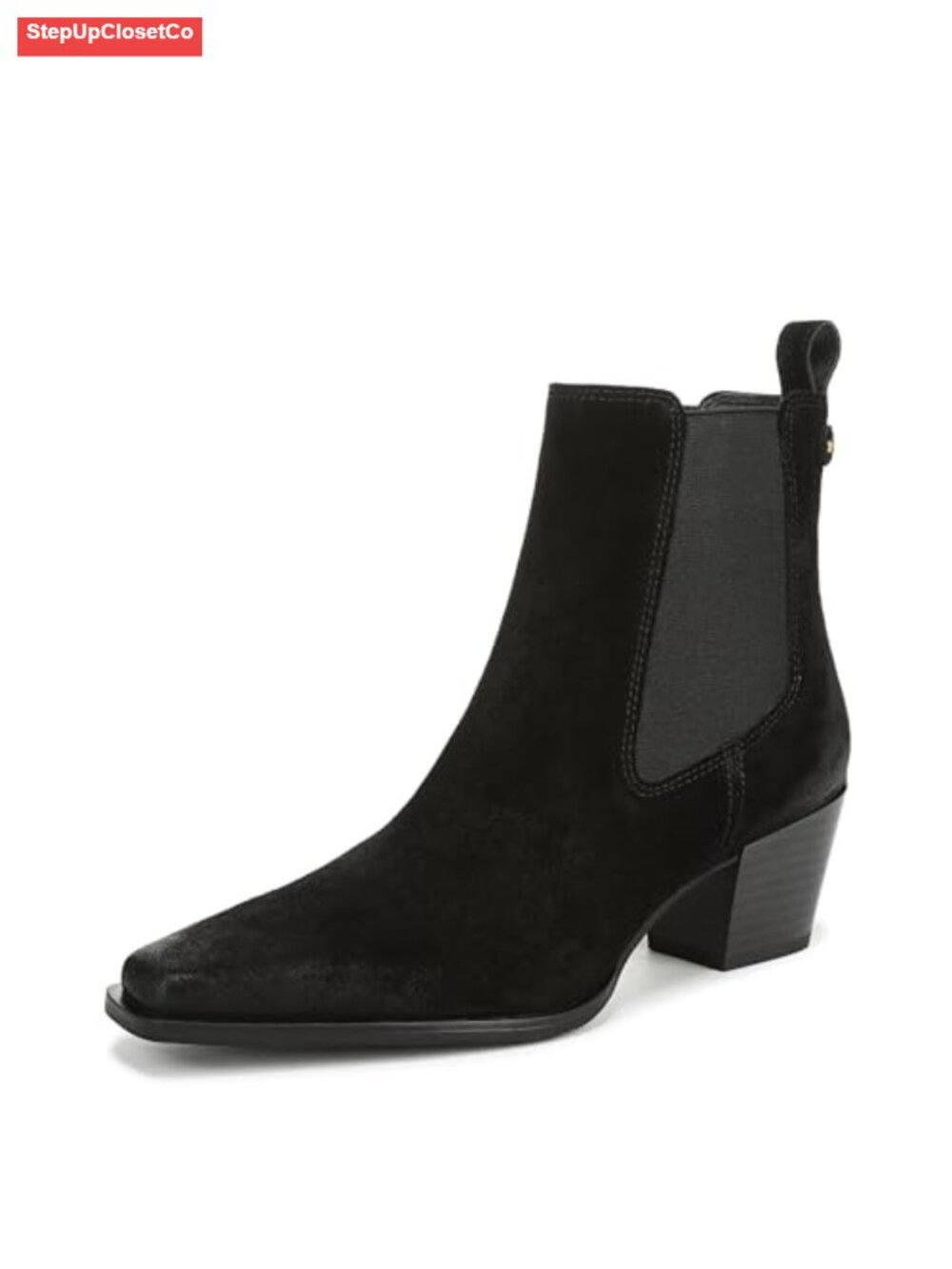 Leather Ankle Booties Snip Toe Block Heel Slip-On Western